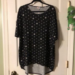 LulaRoe Large Disney Nightmare Before Christmas Polka Dot Irma Highlow Tunic